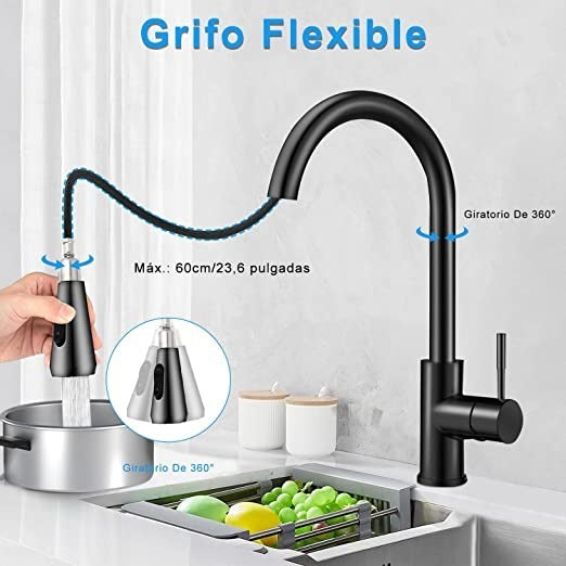 GRIFO MULTIFUNCIONAL EXTENDIBLE EN ACERO